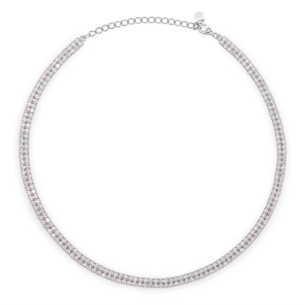 Collana Chocker 2 fili in Argento 925  con zirconi bianchi