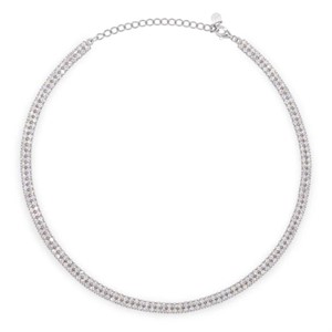 Collana Chocker 2 fili in Argento 925  con zirconi bianchi