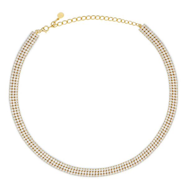 Chocker Triple Tennis Gold White
