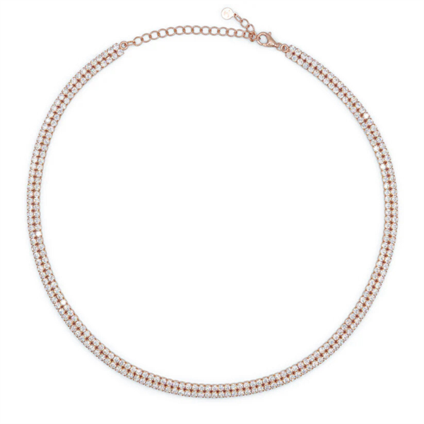 Chocker Double Tennis Rosè White