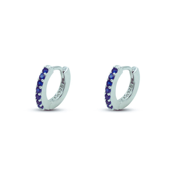 Orecchini Boccole Hoop Ring Silver Blue