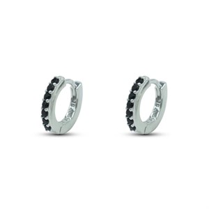 Orecchini Boccole Hoop Ring Silver Black