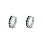 Orecchini Boccole Hoop Ring Silver Black