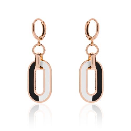 Orecchini in bronzo rosa smalto bianco e nero