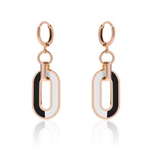 Orecchini in bronzo rosa smalto bianco e nero