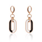 Orecchini in bronzo rosa smalto bianco e nero