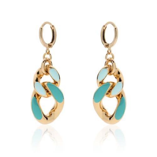 Orecchini in bronzo dorato con smalto azzurro