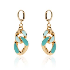 Orecchini in bronzo dorato con smalto azzurro