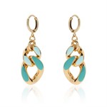 Orecchini in bronzo dorato con smalto azzurro