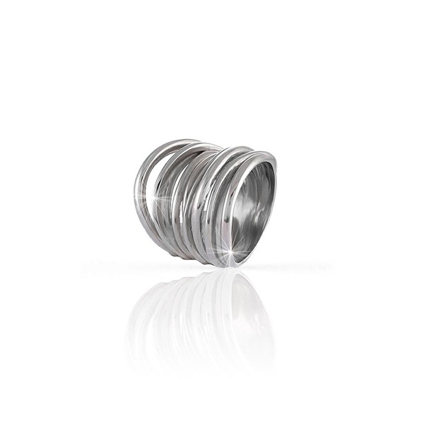 Anello Vortice in argento bianco