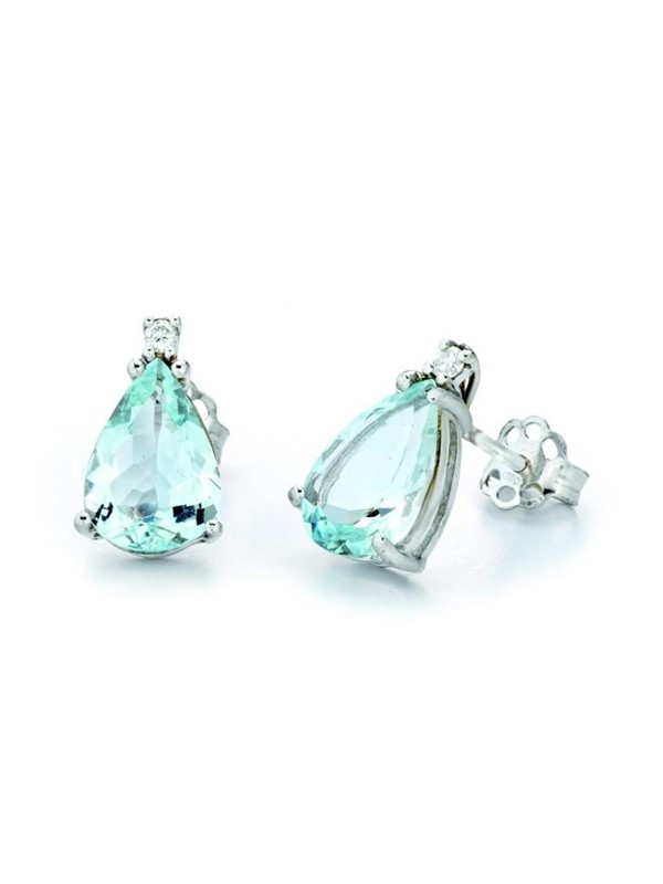 AQM ct 1,20 Diam. ct0,2-  Orecchini con Acqua Marina e Diama