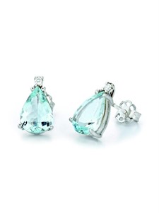 AQM ct 1,20 Diam. ct0,2-  Orecchini con Acqua Marina e Diama