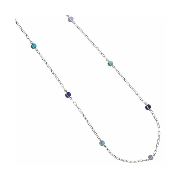 Collana Donna Lunga Emblema Pietre blu
