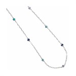 Collana Donna Lunga Emblema Pietre blu