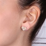 Orecchini Forma Diamante con Zirconi Bianchi