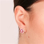 Orecchini Fiore con Zirconi Rossi