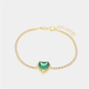 Bracciale Tennis Dorato Cuore Verde