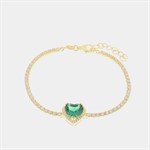 Bracciale Tennis Dorato Cuore Verde