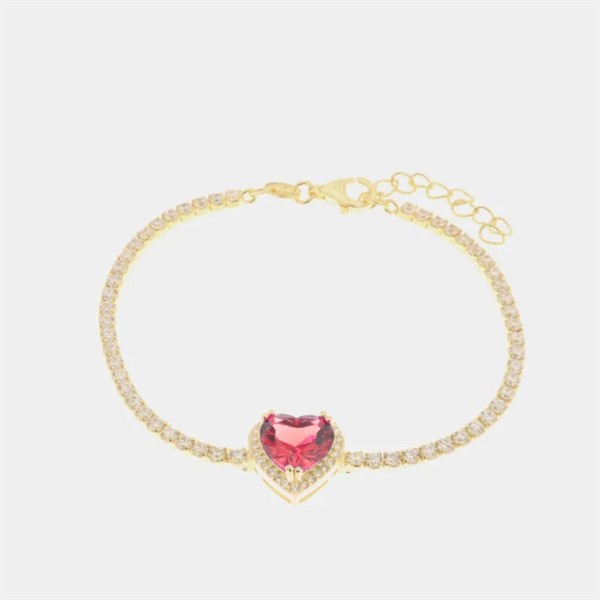 Bracciale Tennis con Cuore Rosso