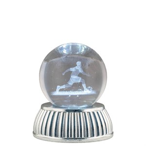 Sfera in Cristallo su Base con Led - Calciatore