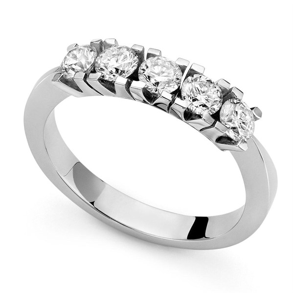 Anello Vera 5 Pietre con Diamanti ct 0,21