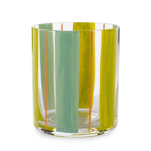 Set 6 Bicchieri in Vetro Dipinti a Mano Decoro Verde