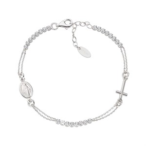 Bracciale Croce e Miracolosa con Tennis Bianco