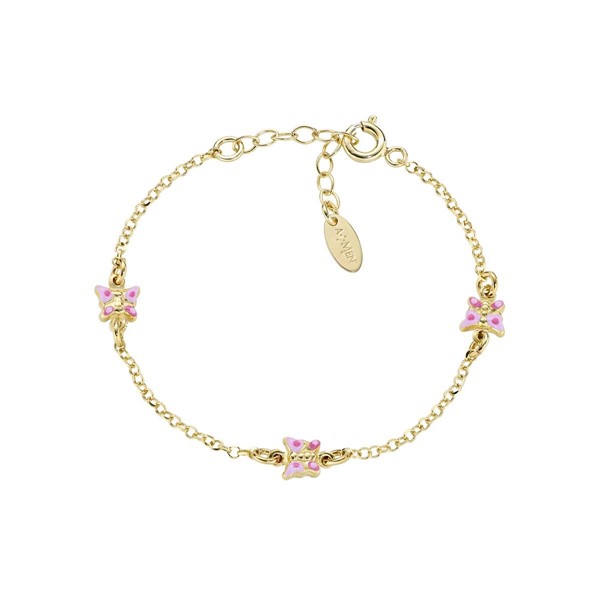 Bracciale Bambina Farfalle Rosa Dorato