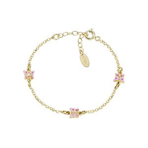 Bracciale Bambina Farfalle Rosa Dorato