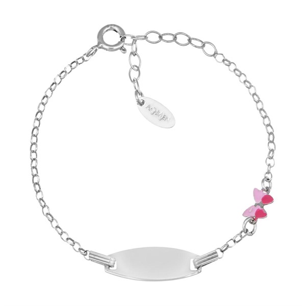 Bracciale Junior Personalizzabile con Farfalla Rosa e Fucsia