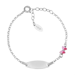 Bracciale Junior Personalizzabile con Farfalla Rosa e Fucsia