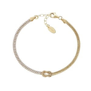 Bracciale Nodo d'Amore Dorato con Zirconi Bianchi