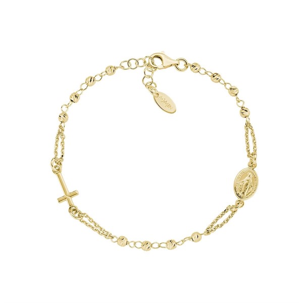 Bracciale Rosario Dorato con Grani Diamantati