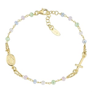 Bracciale Rosario Dorato con Cristalli e Perle