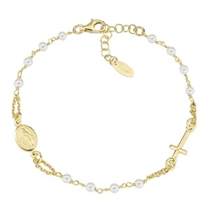 Bracciale Rosario Dorato con Perle di Cristallo