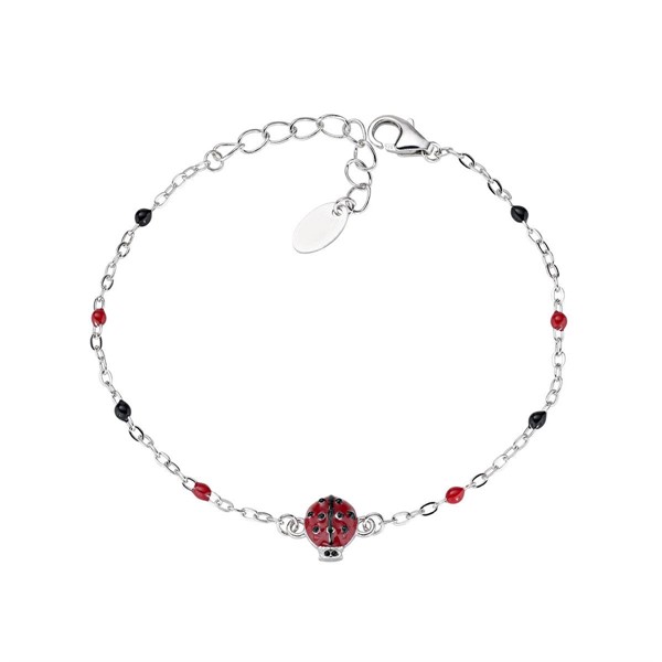 Bracciale Junior con Coccinella Rossa in Argento e Smalto