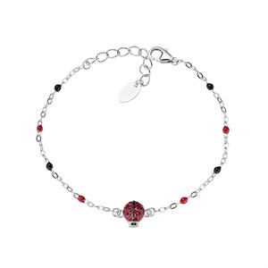 Bracciale Junior con Coccinella Rossa in Argento e Smalto