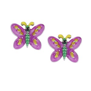 Orecchini Junior Farfalla Rosa in Argento e Smalto