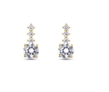 Orecchini Drop Gold Stud White