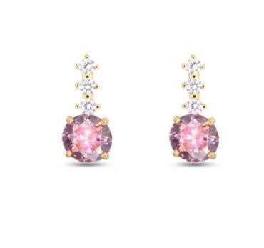 Orecchini Drop Gold Stud Pink