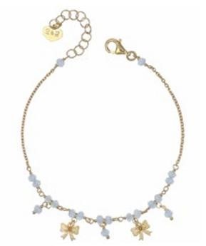 Bracciale Dorato con cristalli Celesti + Charm Fiocchi