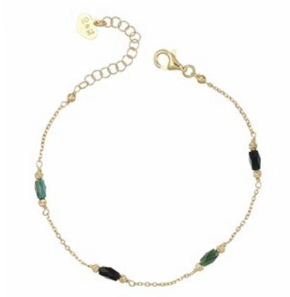 Bracciale Dorato con cristalli Neri/Verdi