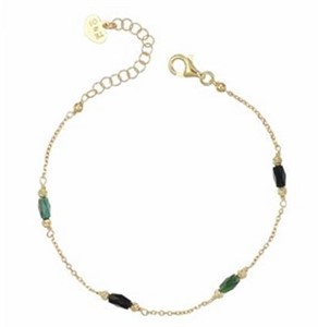Bracciale Dorato con cristalli Neri/Verdi