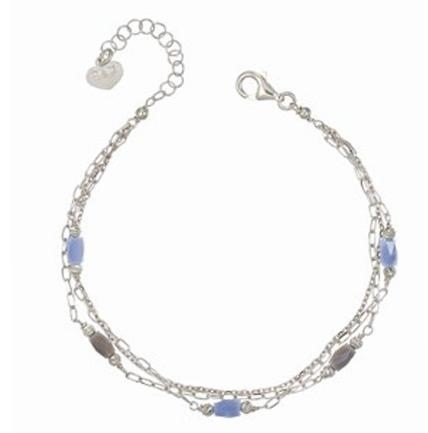 Bracciale Multifilo con cristalli Grigi e Celesti