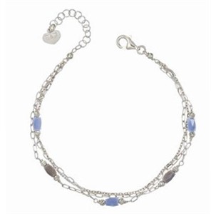 Bracciale Multifilo con cristalli Grigi e Celesti