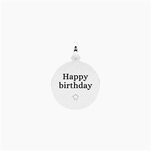 Ciondolo tondo happy birthday con cristallo