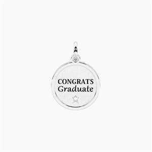 Ciondolo tondo con frase laurea e cristallo