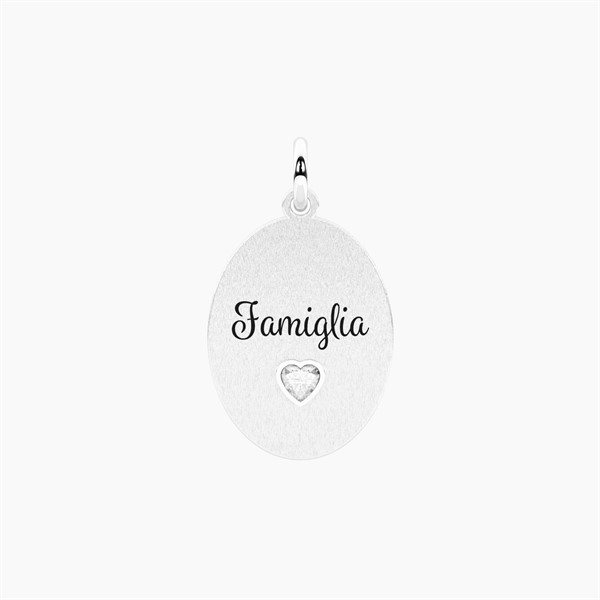 Ciondolo tondo con frase famiglia