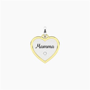 Ciondolo cuore con scritta mamma e cristallo