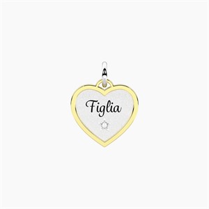 Ciondolo cuore con scritta figlia e cristallo